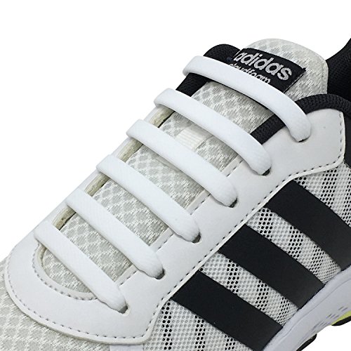 Newkeen 2 pares sin corbata Cordones de zapatos para niños y adultos cordones de zapatos de atletismo atlética de silicona elástico plano de los zapatos del tablero Sneaker boots (White+Mix Color)