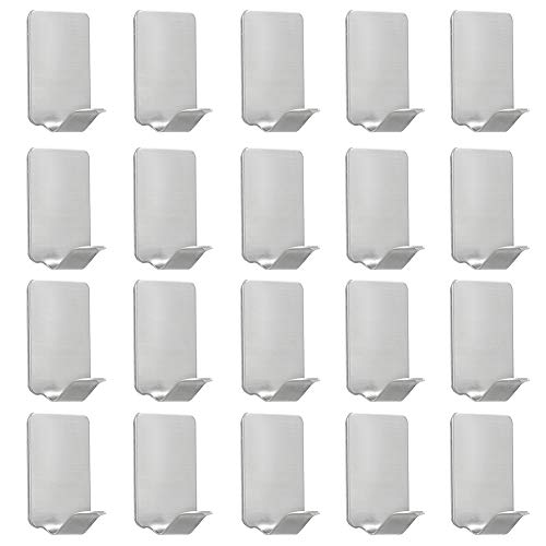 Newness Ganchos Adhesivos, 20 Piezas Gancho Toallero Perchero Pared de Baño Cocina 304 Acero Inoxidable Gancho Autoadhesivo Perchero Paños, Colgar Prendas, Albornoz, Toallas del Baño Newness Ganchos Adhesivos, 20 Piezas Gancho Toallero Perchero Pared de Baño Cocina 304 Acero Inoxidable Gancho Autoadhesivo Perchero Paños, Colgar Prendas, Albornoz, Toallas del Baño