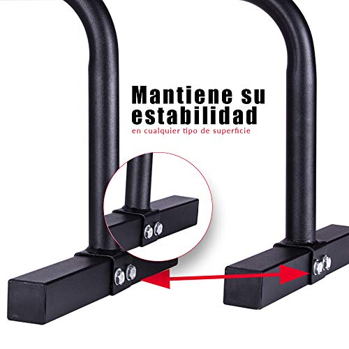 NEWPOWER - Barras Paralelas Gimnasia de Acero, Estables y Ergonómicas. Soporte para Flexiones Ideal para HIIT, Fitness y Calistenia. Fácil de Montar y Apto para Todos los Suelos