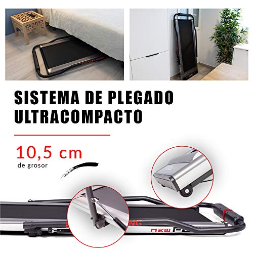 NEWPOWER - Cinta de Andar Eléctrica Plegable Slim (1100W) Ultrafina, hasta 8km/h, 12 Programas Automáticos, 3 Modos (Velocidad, Calorías, Tiempo) y Estructura Aluminio. Sin Montaje. Incluye Mando NEWPOWER - Cinta de Andar Eléctrica Plegable Slim (1100W) Ultrafina, hasta 8km/h, 12 Programas Automáticos, 3 Modos (Velocidad, Calorías, Tiempo) y Estructura Aluminio. Sin Montaje. Incluye Mando