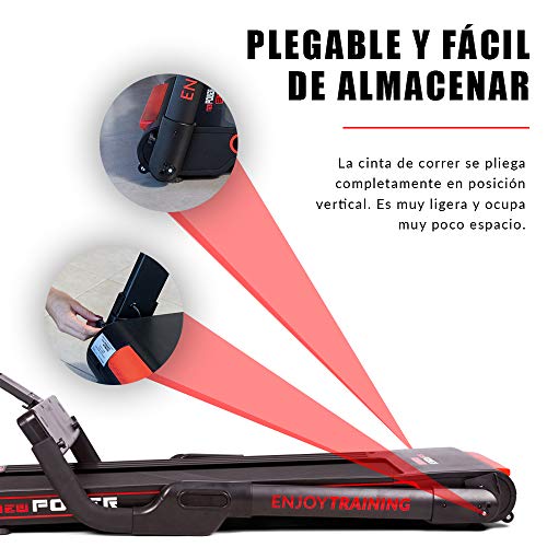 NEWPOWER - Cinta de Correr Eléctrica Plegable FeelTech (1000W) Hasta 12km/h con Soporte para Tablet, Altavoz y Bluetooth. Cinta de Correr con Pantalla LED y 12 Programas. Estable, Segura y Sin Montaje