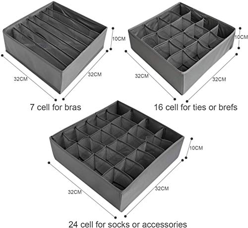 NEWSTYLE Organizador de Ropa Interior,3 Cajas Plegable Organizador de Almacenamiento para Almacenar Calcetines, Bufandas, Sujetador NEWSTYLE Organizador de Ropa Interior,3 Cajas Plegable Organizador de Almacenamiento para Almacenar Calcetines, Bufandas, Sujetador