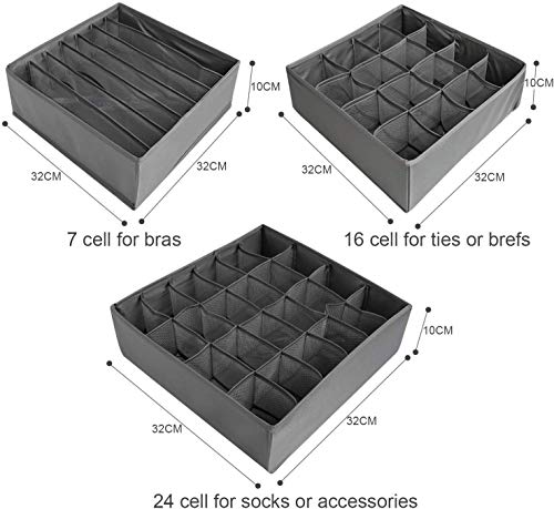 NEWSTYLE Organizador de Ropa Interior,3 Cajas Plegable Organizador de Almacenamiento para Almacenar Calcetines, Bufandas, Sujetador