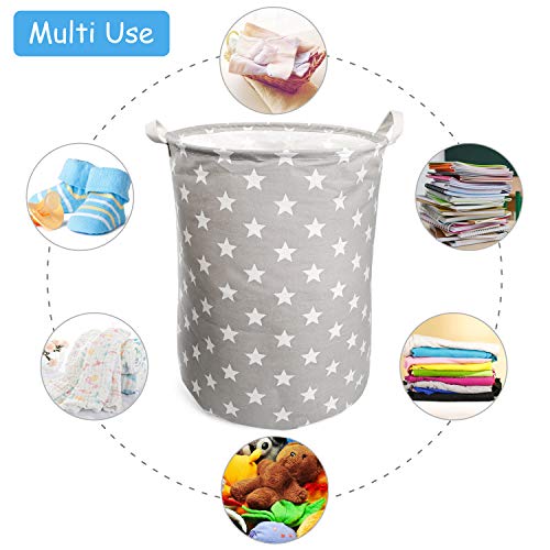 NEWSTYLE Pliable Panier à Linge,Grand Organiser Paniers pour Vêtements Stockage de Jouets Household Organisateur (Gris Star)