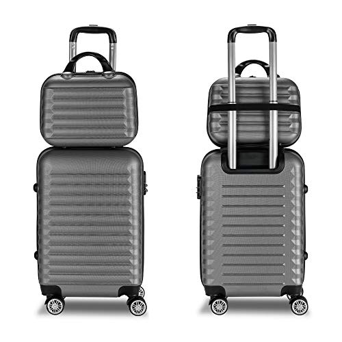 NEWTECK Juego Maletas y Neceser 3 pzs, Maleta Mediana y Pequeña 20"(53x33,5x22cm) + 24"(63x39,5x26,8cm), ABS, Rígidas, Resistentes y Duraderas, 4 Ruedas, Cómodas y Ligeras, Candado Combinación (Gris) NEWTECK Juego Maletas y Neceser 3 pzs, Maleta Mediana y Pequeña 20"(53x33,5x22cm) + 24"(63x39,5x26,8cm), ABS, Rígidas, Resistentes y Duraderas, 4 Ruedas, Cómodas y Ligeras, Candado Combinación (Gris)