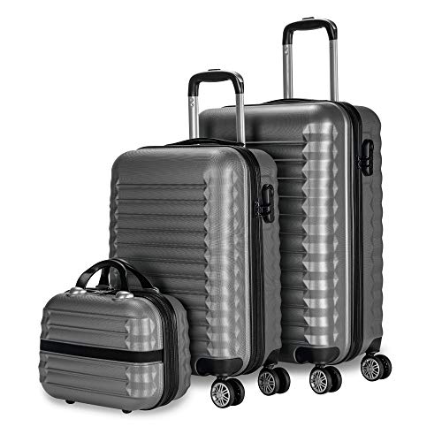 NEWTECK Juego Maletas y Neceser 3 pzs, Maleta Mediana y Pequeña 20"(53x33,5x22cm) + 24"(63x39,5x26,8cm), ABS, Rígidas, Resistentes y Duraderas, 4 Ruedas, Cómodas y Ligeras, Candado Combinación (Gris) NEWTECK Juego Maletas y Neceser 3 pzs, Maleta Mediana y Pequeña 20"(53x33,5x22cm) + 24"(63x39,5x26,8cm), ABS, Rígidas, Resistentes y Duraderas, 4 Ruedas, Cómodas y Ligeras, Candado Combinación (Gris)