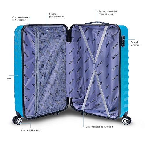 NEWTECK - Juego Maletas y Neceser 4pzs, Grande 49x29,5x75cm, Mediana 63x39,5x26,8cm, Pequeña 53x33,5x22cm y Neceser, ABS, Rígidas, Resistentes, 4 Ruedas Dobles, Ligeras, Candado Combinación Lateral NEWTECK - Juego Maletas y Neceser 4pzs, Grande 49x29,5x75cm, Mediana 63x39,5x26,8cm, Pequeña 53x33,5x22cm y Neceser, ABS, Rígidas, Resistentes, 4 Ruedas Dobles, Ligeras, Candado Combinación Lateral