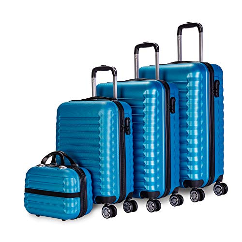 NEWTECK - Juego Maletas y Neceser 4pzs, Grande 49x29,5x75cm, Mediana 63x39,5x26,8cm, Pequeña 53x33,5x22cm y Neceser, ABS, Rígidas, Resistentes, 4 Ruedas Dobles, Ligeras, Candado Combinación Lateral NEWTECK - Juego Maletas y Neceser 4pzs, Grande 49x29,5x75cm, Mediana 63x39,5x26,8cm, Pequeña 53x33,5x22cm y Neceser, ABS, Rígidas, Resistentes, 4 Ruedas Dobles, Ligeras, Candado Combinación Lateral
