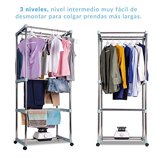 NEWTECK Secadora de Ropa Eléctrica Portátil Secadry XXL, Secadora por Ventilación, 1200W, Gran Capacidad 15 Kg, Temporizador 180 min, 3 Niveles, Silencioso, Multifunción: Secadora, Armario, Tendedero NEWTECK Secadora de Ropa Eléctrica Portátil Secadry XXL, Secadora por Ventilación, 1200W, Gran Capacidad 15 Kg, Temporizador 180 min, 3 Niveles, Silencioso, Multifunción: Secadora, Armario, Tendedero