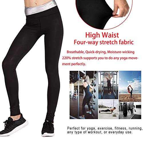 NHEIMA Pantalones de Sauna Adelgazantes Mujer NANOTECNOLOGÍA, Leggins Reductores Adelgazantes, Leggins Anticeluliticos Cintura Alta, Mallas Fitness Push Up para Deporte Running Yoga Gym (XL, Negro)