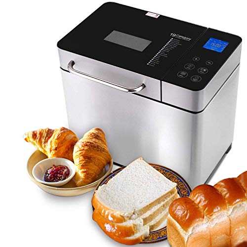 Nictemaw Panificadora Completamente Automática,19 Programas,LCD,Capacidad 1KG,Máquina Programable para Hacer Pan,15H Temporizador de Citas,para Bizcochos,sin Gluten, Masas y Mermeladas