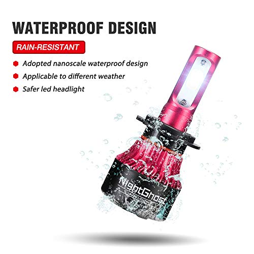 Nightghost 2019 - Juego de bombillas LED para faros delanteros H7 72 W 9000 LM/set 6500 K blanco frío Nightghost 2019 - Juego de bombillas LED para faros delanteros H7 72 W 9000 LM/set 6500 K blanco frío