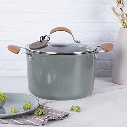 NIHAOA Prioridad Cultura Sopa de Olla de Vidrio Stew Pans Claro Crisol con el hogar Grande del oído Doble Sopa de Olla Olla de Cocina gachas de Avena (Color : Gray, Size : 4900ml)