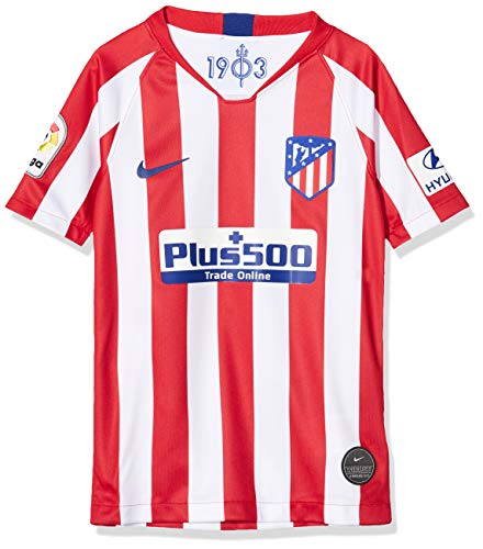 NIKE ATM Y Nk BRT Stad JSY SS Hm Camiseta Fútbol, Unisex niños, Sport Red/White/(Deep Royal Blue) (Full Sponsor), 147-158