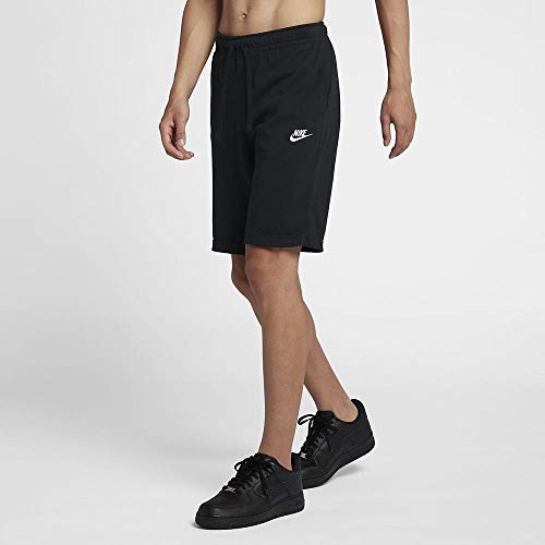 NIKE M NSW Short JSY Club Pantalones Cortos de Deporte, Hombre, Negro/Blanco, L