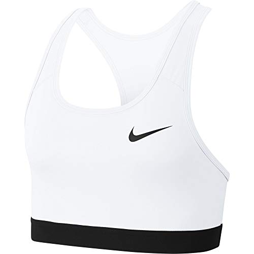 NIKE Med Band Bra Non Pad Sujetador de Deporte, Mujer, White/Black/(Black), M