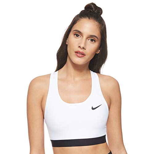 NIKE Med Band Bra Non Pad Sujetador de Deporte, Mujer, White/Black/(Black), M