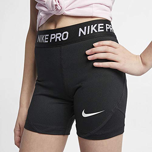 NIKE Pro Boy Short Pantalones Cortos, Niñas, Negro (Black/Black/Black/White), L (146-156 CM)