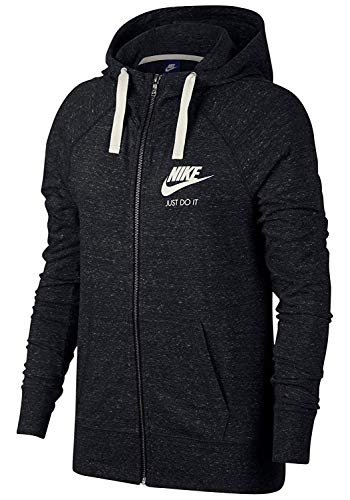 Nike Sportswear Gym Vintage Sudadera con Capucha, Mujer, Negro/Azul (Negro/Azul Brillante), L