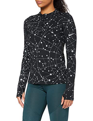 NIKE Sudadera para Mujer Element Flsh Top, Mujer, Sudadera para Mujer., CU3391, Negro y Plateado, Small