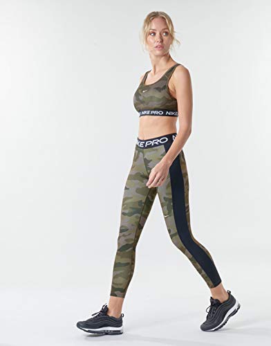 NIKE Sujetador para Mujer Swoosh Camo PRT, Mujer, Sujetador Mujer, CU7353, Thunder Gris/Negro/Blanco/Blanco, L