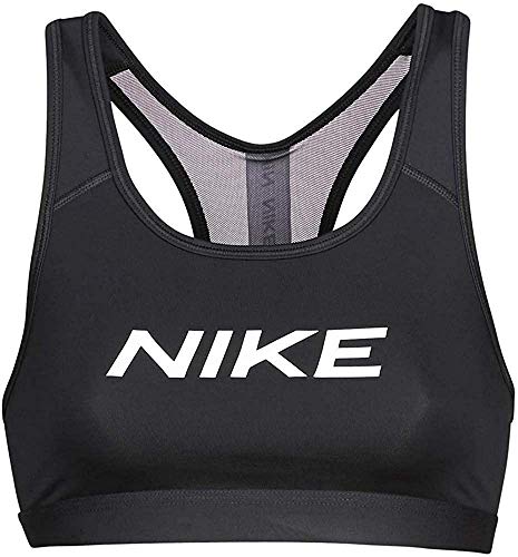 NIKE Swoosh Sports Bra, Negro/Blanco, XS Womens