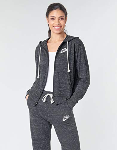 NIKE W NSW Gym VNTG Hoodie FZ Sudadera, Mujer, Black/Sail, M