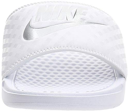 Nike Wmns Benassi JDI, Chanclas para Mujer, Blanco (White/Metallic Silver 102), 36.5 EU