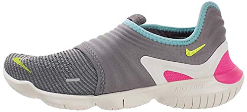 Nike Wmns Free RN Flyknit 3.0, Zapatillas de Atletismo para Mujer, Multicolor (Gunsmoke/Volt/Aurora Green 000), 37.5 EU