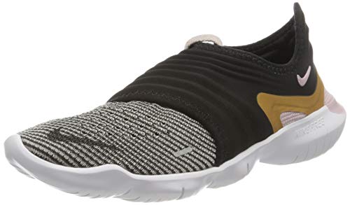 Nike Wmns Free RN Flyknit 3.0, Zapatillas para Correr Mujer, Black Mtlc Gold Plum Chalk, 40 EU