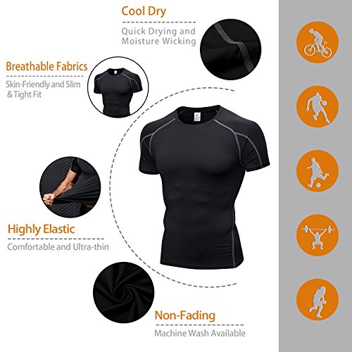 Niksa 2 Piezas Camisetas de Fitness Compresión Ropa Deportiva Manga Corta Hombre para Correr, Ejercicio,Gimnasio Negro Gris+ Azul Marino 1053(S) Niksa 2 Piezas Camisetas de Fitness Compresión Ropa Deportiva Manga Corta Hombre para Correr, Ejercicio,Gimnasio Negro Gris+ Azul Marino 1053(S)
