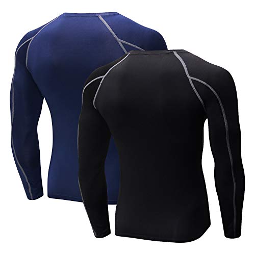 Niksa 2 Piezas Camisetas de Fitness Compresión Ropa Deportiva Manga Larga Hombre para Correr, Ejercicio,Gimnasio 1059 (Large(Fit Chest 37"-39"), (Manga Larga) Negro Gris+Azul Marino) Niksa 2 Piezas Camisetas de Fitness Compresión Ropa Deportiva Manga Larga Hombre para Correr, Ejercicio,Gimnasio 1059 (Large(Fit Chest 37"-39"), (Manga Larga) Negro Gris+Azul Marino)