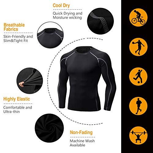 Niksa 2 Piezas Camisetas de Fitness Compresión Ropa Deportiva Manga Larga Hombre para Correr, Ejercicio,Gimnasio 1059 (Large(Fit Chest 37"-39"), (Manga Larga) Negro Gris+Negro Rojo) Niksa 2 Piezas Camisetas de Fitness Compresión Ropa Deportiva Manga Larga Hombre para Correr, Ejercicio,Gimnasio 1059 (Large(Fit Chest 37"-39"), (Manga Larga) Negro Gris+Negro Rojo)