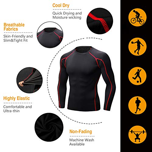 Niksa 2 Piezas Camisetas de Fitness Compresión Ropa Deportiva Manga Larga Hombre para Correr, Ejercicio,Gimnasio 1059 (XX-Large(Fit Chest 40"-42"), (Manga Larga) Gris Negro+Negro Rojo) Niksa 2 Piezas Camisetas de Fitness Compresión Ropa Deportiva Manga Larga Hombre para Correr, Ejercicio,Gimnasio 1059 (XX-Large(Fit Chest 40"-42"), (Manga Larga) Gris Negro+Negro Rojo)