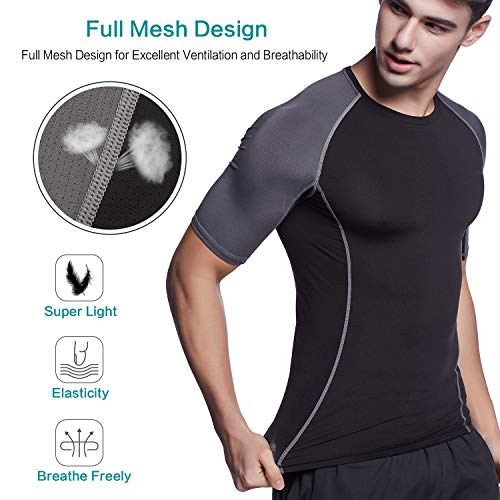 Niksa 3 Piezas Conjunto de Compresion Hombre, Camisetas Compression Mallas Running Pantalon Corto Deporte Ropa Deportiva Hombre para Running, Correr, Gym, Fitness M