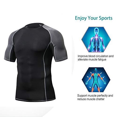 Niksa 3 Piezas Conjunto de Compresion Hombre, Camisetas Compression Mallas Running Pantalon Corto Deporte Ropa Deportiva Hombre para Running, Correr, Gym, Fitness M