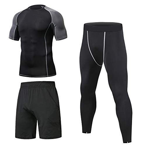 Niksa 3 Piezas Conjunto de Compresion Hombre, Camisetas Compression Mallas Running Pantalon Corto Deporte Ropa Deportiva Hombre para Running, Correr, Gym, Fitness M Niksa 3 Piezas Conjunto de Compresion Hombre, Camisetas Compression Mallas Running Pantalon Corto Deporte Ropa Deportiva Hombre para Running, Correr, Gym, Fitness M