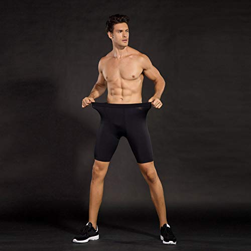 Niksa Mallas Cortas Running Hombre Pantalones Cortos de Compresión para Deporte, Fitness, Gym Negro Large