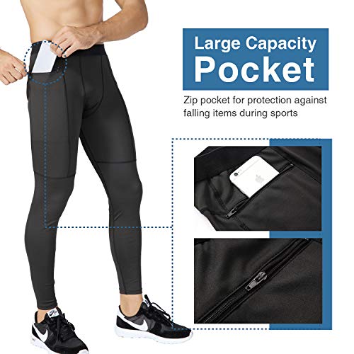 Niksa Mallas Hombre Deporte Leggings Deporte Pantalón Largo de Compresión Negro Gris 2X