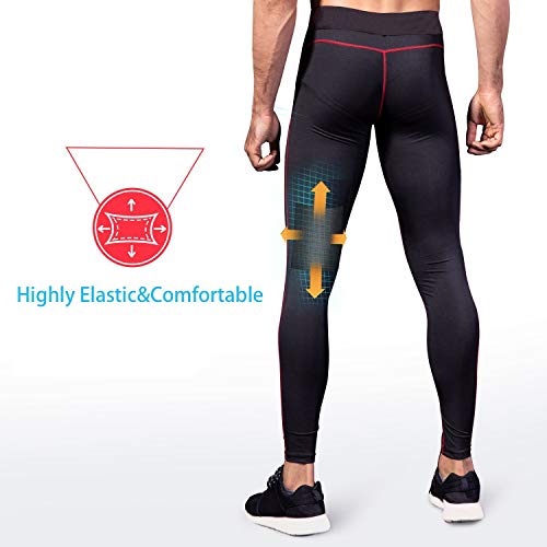 Niksa Mallas Hombre Fitness Leggings Deporte Pantalón Largo de Compresión Negro Gris Negro Large