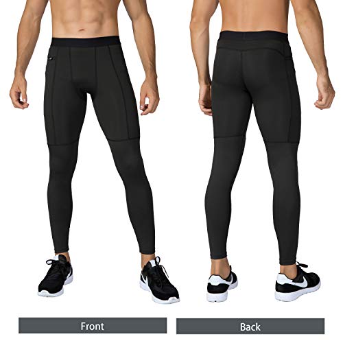 Niksa Mallas Hombre Gym Leggings Deporte Pantalón Largo de Compresión Negro Gris XL