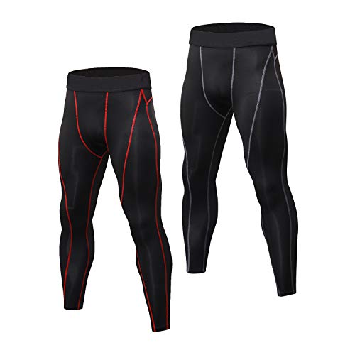 Niksa Mallas Hombre Running Leggings Deporte Pantalones Largos de Compresión Negro Medium