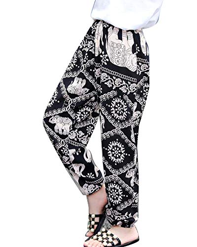 Niños Niñas Verano Pantalones Bohemios Pantalones Harem tailandeses Cintura Alforzada LTelephant