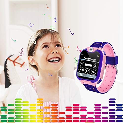 Niños Smart Watch Phone, La Musica Smartwatch para niños de 3-12 años Niñas con cámara Ranura para Tarjeta SIM Juego de Pantalla táctil Smartwatch Childrens Gift（Pink）