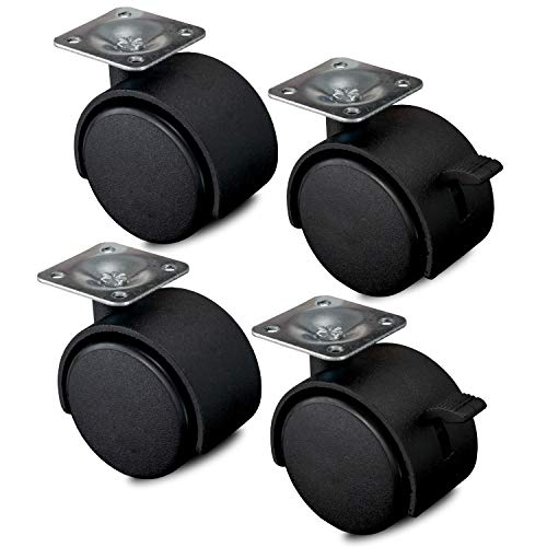 Nirox 4x ruedas para muebles 50mm - Ruedas giratorias con freno giro de 360 grados - Ruedas de transporte altura total de 60mm - Ruedas pivotantes hasta 120kg