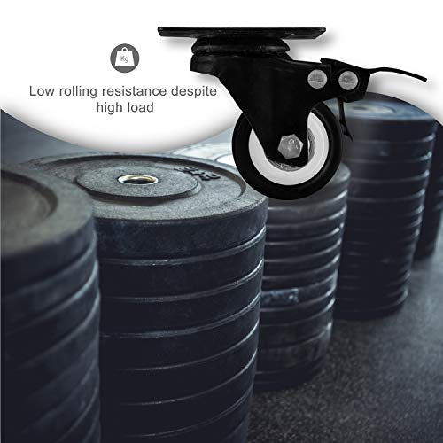 Nirox 4x Ruedas para muebles 50mm - Ruedas giratorias para cargas pesadas 4x con freno - Ruedas industriales altura total 70mm - Ruedas pivotantes hasta 400kg Nirox 4x Ruedas para muebles 50mm - Ruedas giratorias para cargas pesadas 4x con freno - Ruedas industriales altura total 70mm - Ruedas pivotantes hasta 400kg