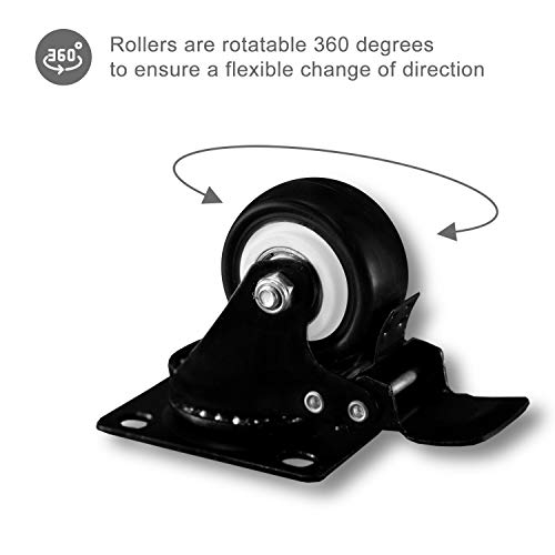Nirox 4x Ruedas para muebles 50mm - Ruedas giratorias para cargas pesadas 4x con freno - Ruedas industriales altura total 70mm - Ruedas pivotantes hasta 400kg Nirox 4x Ruedas para muebles 50mm - Ruedas giratorias para cargas pesadas 4x con freno - Ruedas industriales altura total 70mm - Ruedas pivotantes hasta 400kg