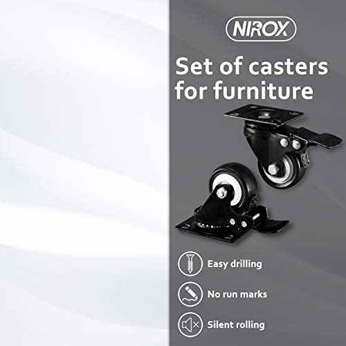 Nirox 4x Ruedas para muebles 50mm - Ruedas giratorias para cargas pesadas 4x con freno - Ruedas industriales altura total 70mm - Ruedas pivotantes hasta 400kg Nirox 4x Ruedas para muebles 50mm - Ruedas giratorias para cargas pesadas 4x con freno - Ruedas industriales altura total 70mm - Ruedas pivotantes hasta 400kg