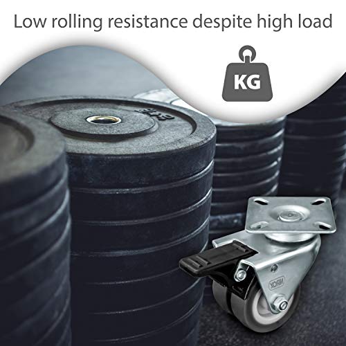Nirox 4x Ruedas para muebles 50mm - Ruedas giratorias para cargas pesadas 4x con freno - Ruedas industriales altura total 75mm - Ruedas pivotantes hasta 400kg Nirox 4x Ruedas para muebles 50mm - Ruedas giratorias para cargas pesadas 4x con freno - Ruedas industriales altura total 75mm - Ruedas pivotantes hasta 400kg