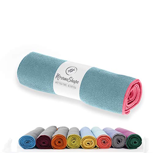 NirvanaShape ® Toalla de yoga antideslizante | Toalla de Hot Yoga con botones antideslizantes | Toalla de yoga higiénica de microfibra [ 185 x 63 cm ]
